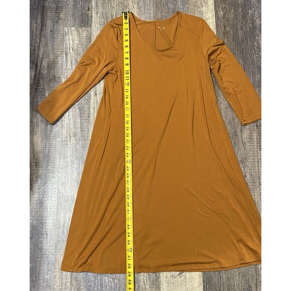 Garnet Hill Scoop Neck Trapeze Dress Orange Brown Size Medium Knee-Length Tencel - Picture 7 of 9